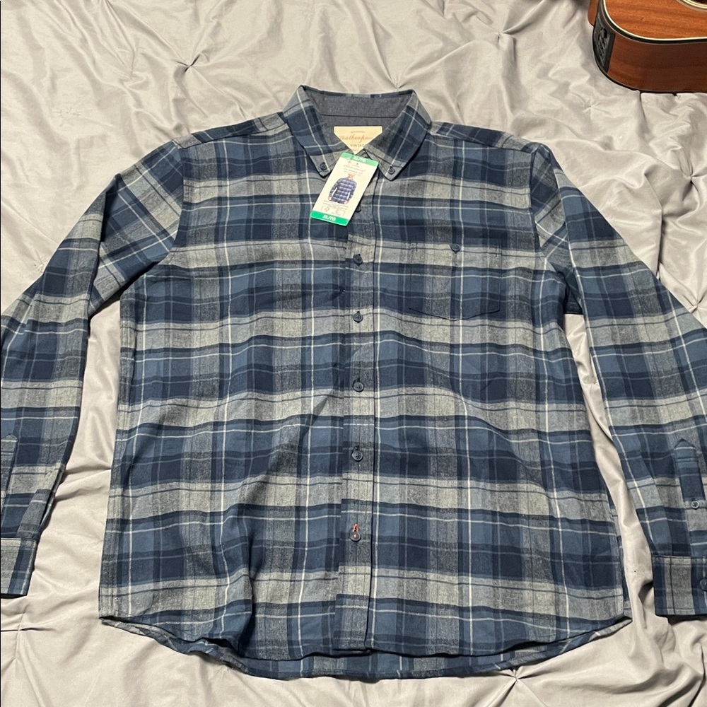 Weatherproof Navy and Gray Plaid Button Down Shirt